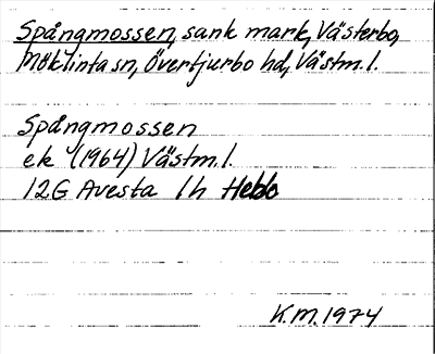 Bild på arkivkortet för arkivposten Spångmossen