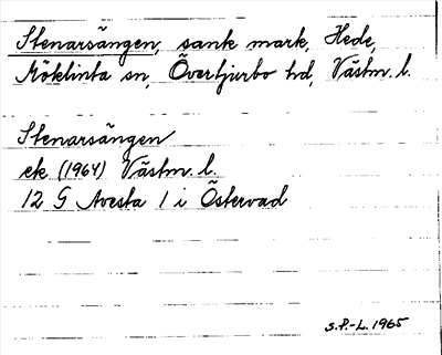 Bild på arkivkortet för arkivposten Stenarsängen