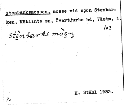 Bild på arkivkortet för arkivposten Stenbarksmossen