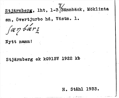 Bild på arkivkortet för arkivposten Stjärnberg