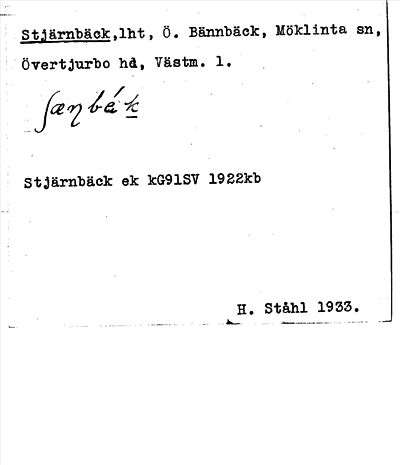 Bild på arkivkortet för arkivposten Stjärnbäck