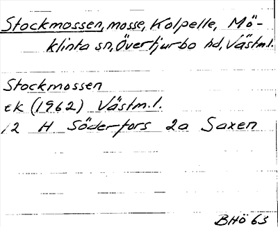 Bild på arkivkortet för arkivposten Stockmossen