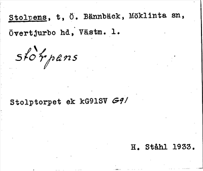Bild på arkivkortet för arkivposten Stolpens