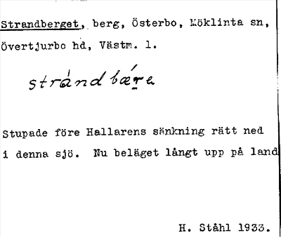 Bild på arkivkortet för arkivposten Strandberget