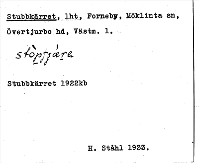 Bild på arkivkortet för arkivposten Stubbkärret