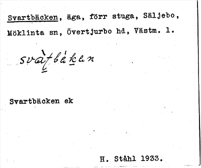 Bild på arkivkortet för arkivposten Svartbäcken