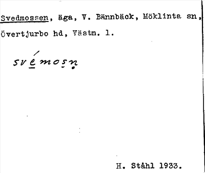 Bild på arkivkortet för arkivposten Svedmossen