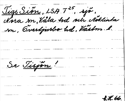 Bild på arkivkortet för arkivposten Tigs Siön, se Tisjön