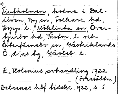 Bild på arkivkortet för arkivposten *Tiufholmen