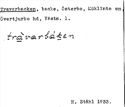 Bild på arkivkortet för arkivposten Travarbacken
