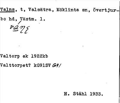 Bild på arkivkortet för arkivposten Valns