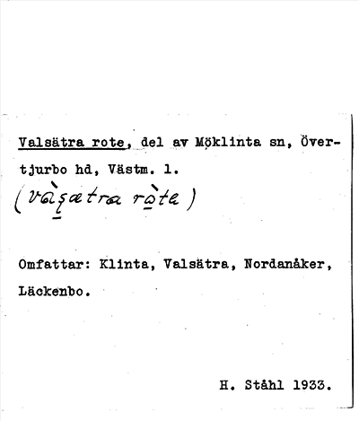 Bild på arkivkortet för arkivposten Valsätra rote