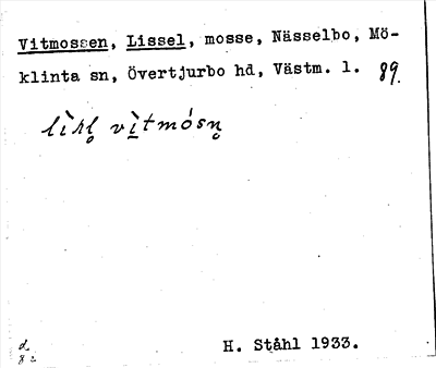 Bild på arkivkortet för arkivposten Vitmossen, Lissel