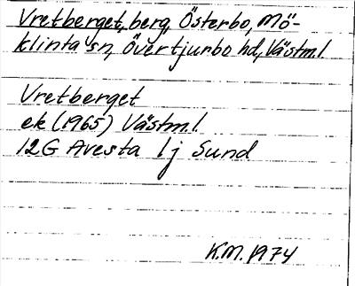 Bild på arkivkortet för arkivposten Vretberget