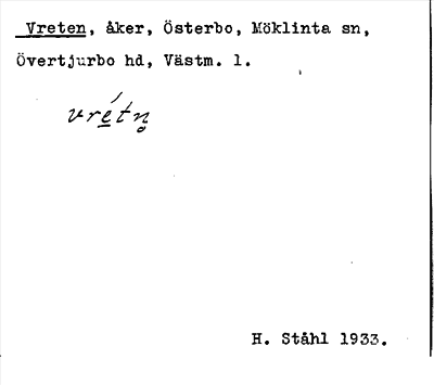 Bild på arkivkortet för arkivposten Vreten