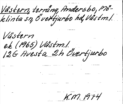 Bild på arkivkortet för arkivposten Västern