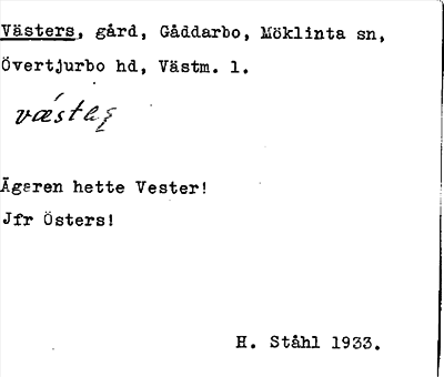 Bild på arkivkortet för arkivposten Västers