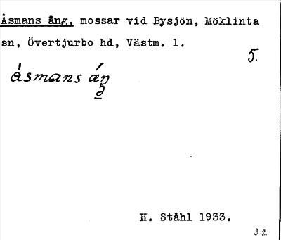 Bild på arkivkortet för arkivposten Åsmans äng