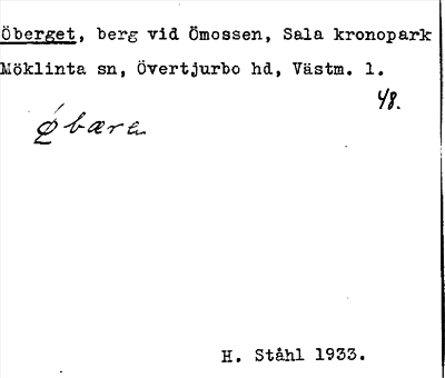 Bild på arkivkortet för arkivposten Öberget