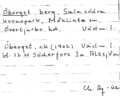 Bild på arkivkortet för arkivposten Öberget