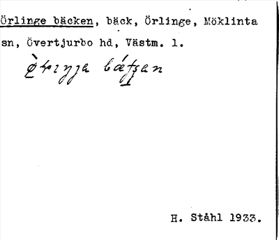 Bild på arkivkortet för arkivposten Örlinge bäcken