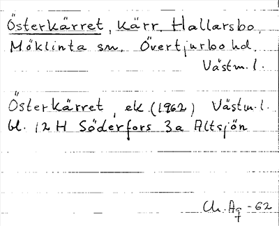 Bild på arkivkortet för arkivposten Österkärret