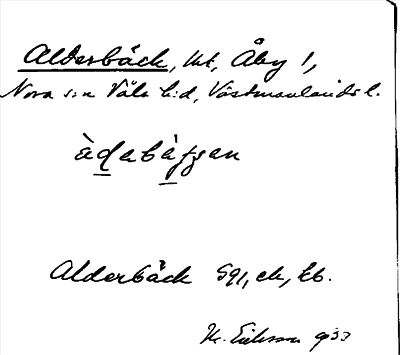 Bild på arkivkortet för arkivposten Alderbäck