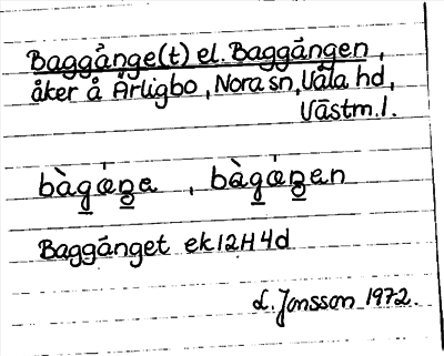 Bild på arkivkortet för arkivposten Baggänge(t) el. Baggängen