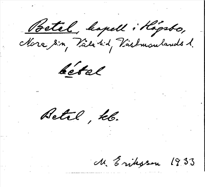 Bild på arkivkortet för arkivposten Betel
