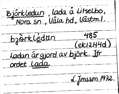 Bild på arkivkortet för arkivposten Björkledun