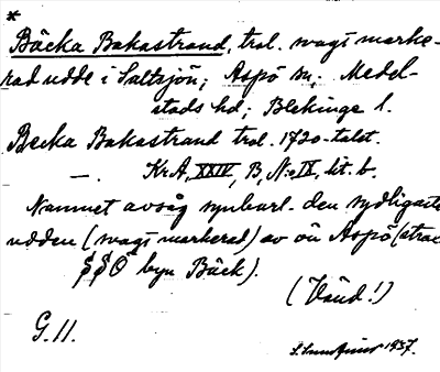 Bild på arkivkortet för arkivposten *Bäcka Bekastrand