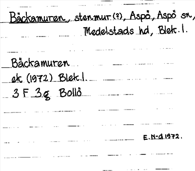 Bild på arkivkortet för arkivposten Bäckamuren