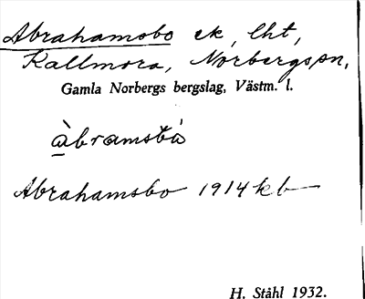 Bild på arkivkortet för arkivposten Abrahamsbo