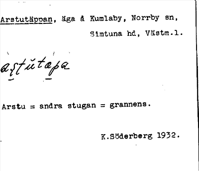 Bild på arkivkortet för arkivposten Arstutäppan