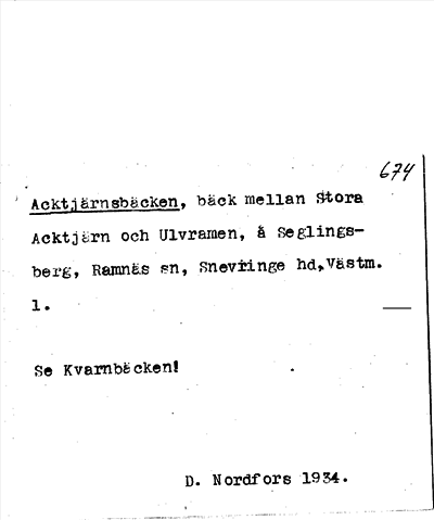 Bild på arkivkortet för arkivposten Acktjärnsbäcken