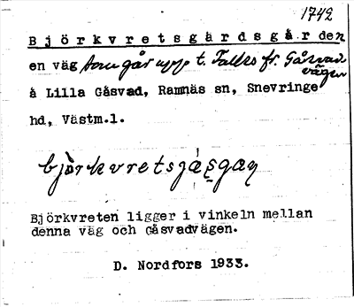 Bild på arkivkortet för arkivposten Björkvretsgärdsgården
