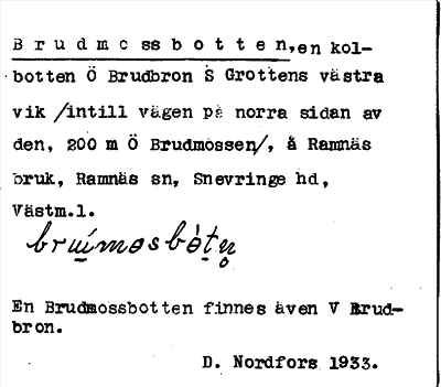 Bild på arkivkortet för arkivposten Brudmossbotten