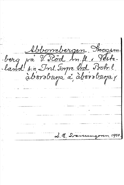 Bild på arkivkortet för arkivposten Abborrebergen