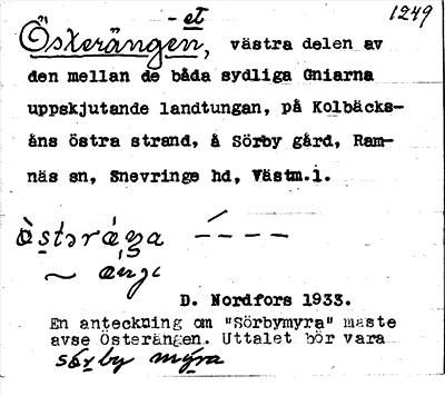 Bild på arkivkortet för arkivposten Österängen, Österänget