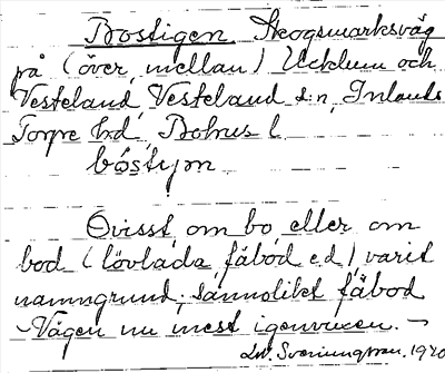 Bild på arkivkortet för arkivposten Bostigen