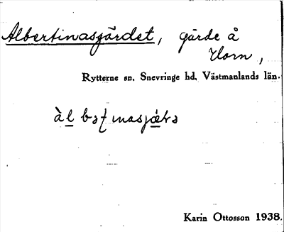 Bild på arkivkortet för arkivposten Albertinasgärdet