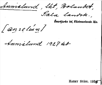 Bild på arkivkortet för arkivposten Annielund
