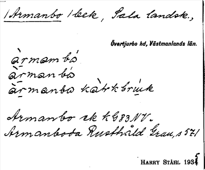 Bild på arkivkortet för arkivposten Armanbo