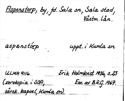 Bild på arkivkortet för arkivposten Aspenstorp