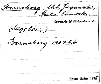 Bild på arkivkortet för arkivposten Bernsborg
