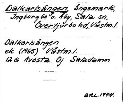 Bild på arkivkortet för arkivposten Dalkarlsängen