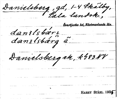Bild på arkivkortet för arkivposten Danielsberg