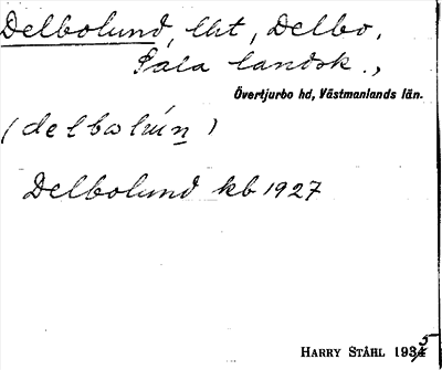 Bild på arkivkortet för arkivposten Delbolund