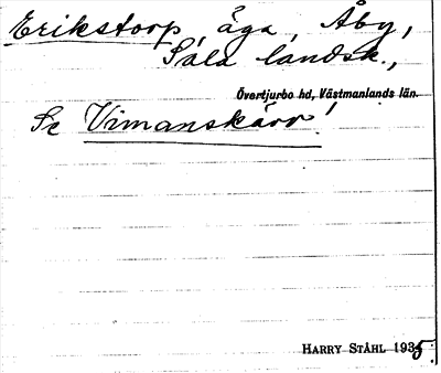 Bild på arkivkortet för arkivposten Erikstorp, se Vimanskärr