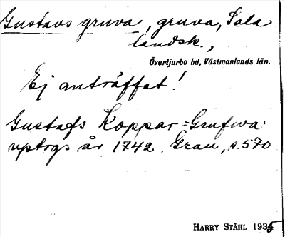 Bild på arkivkortet för arkivposten Gustavs gruva